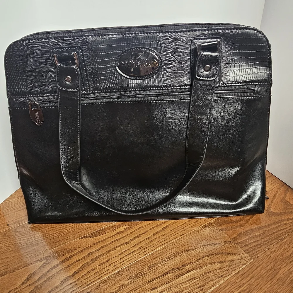 Kenneth Cole‎ Laptop Computer Black Snakeskin Tote Briefcase Bag Luggage Strap